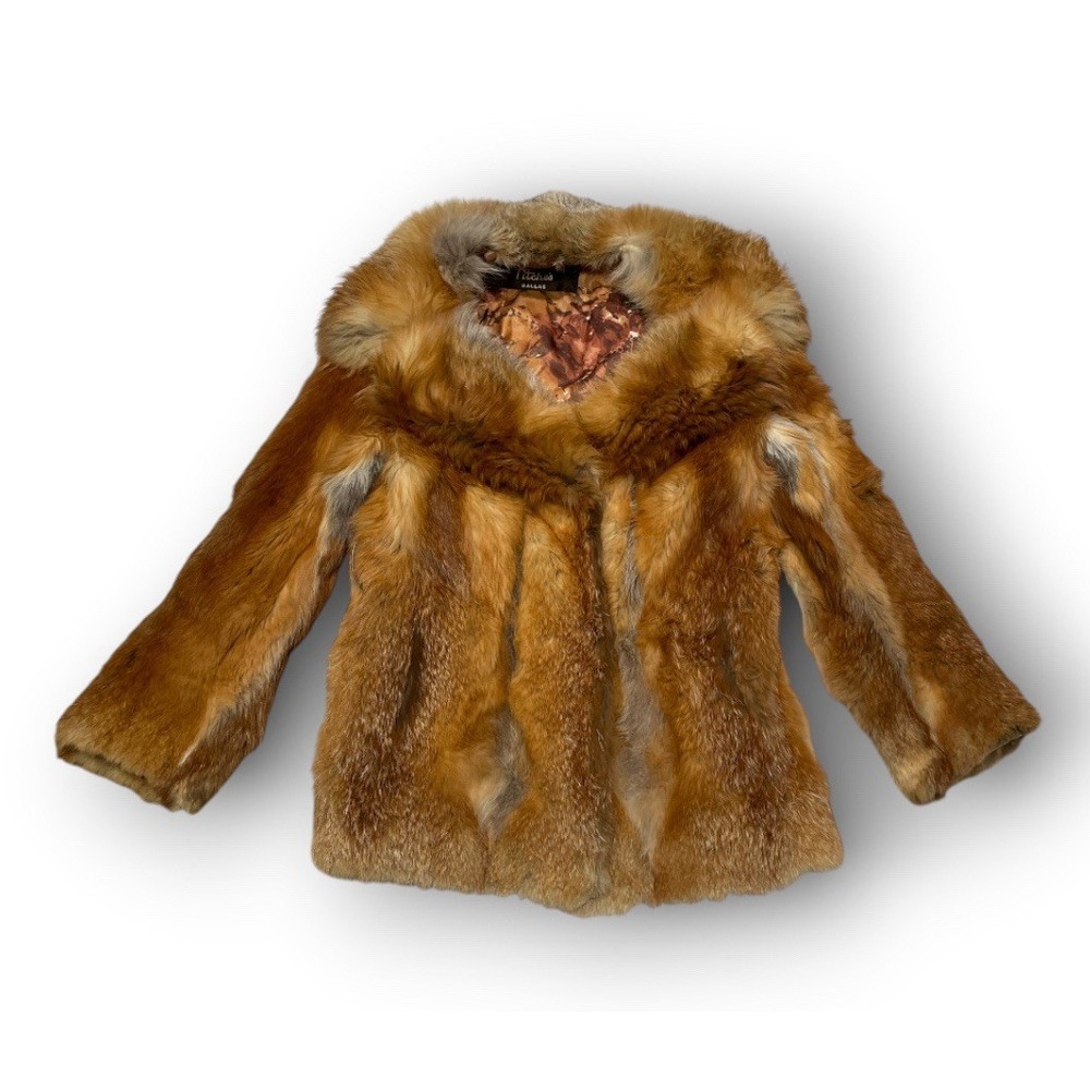 Vintage 60s 70s Red Fox Fur Coat Jacket Titches Dallas Womens S M Pit 18 L 27